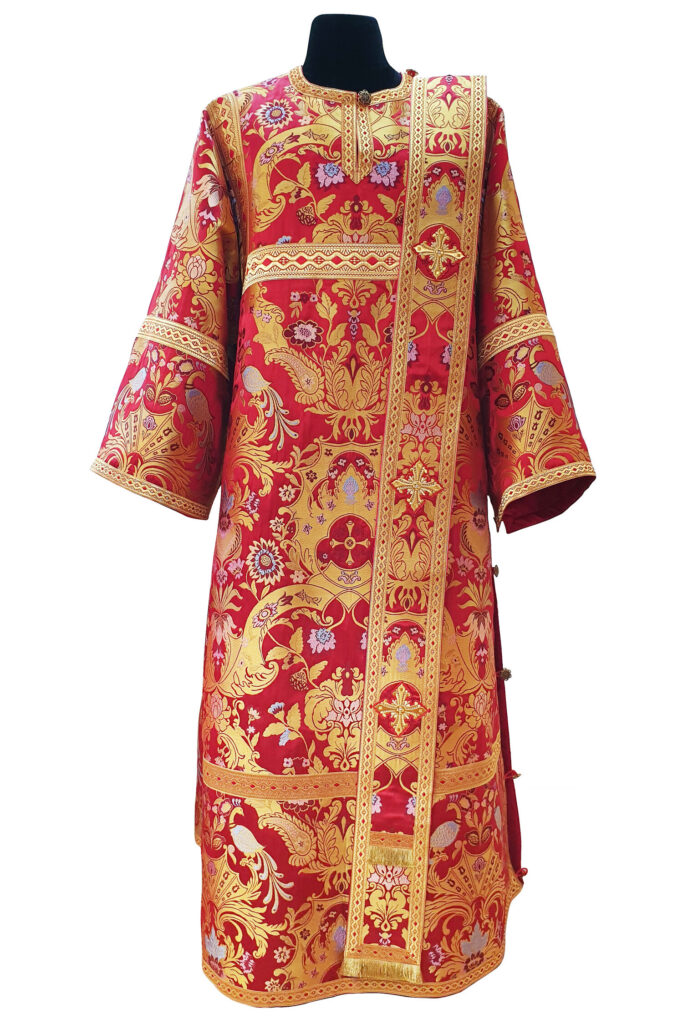Orthodox deacon vestment, the orarion is worn over the sticharion