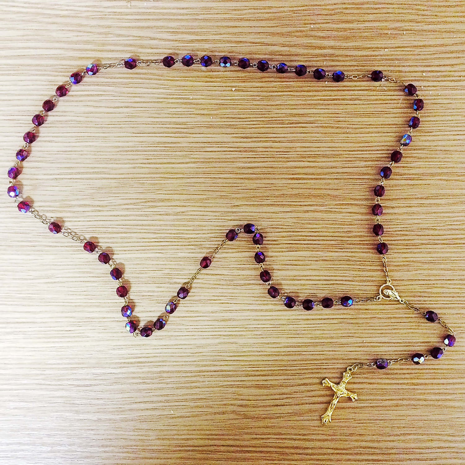 Glass Cube Rosary Chain, Bulk Chain, Glass Beads, Beaded Chain